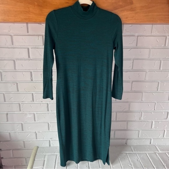 Banana Republic Luxespun Mock-Neck Sweater Dress Side Slit, Green, XSP NWT - Picture 1 of 13